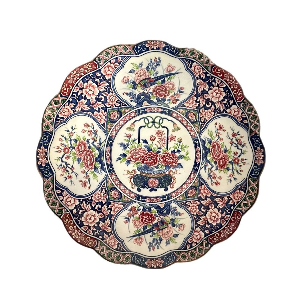 Albert Kessler & Co. Japanese Imari Style Scalloped Chop Plate Platter Vintage
